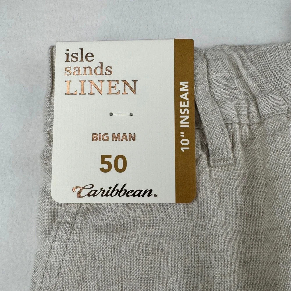 Isle Sands Linen Big Man Shorts 50 Beige Coastal Casual‎ 10